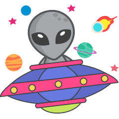 [LINEスタンプ] pink and grey UFO (ver.eng)