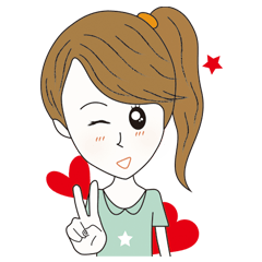 [LINEスタンプ] Ponytail and oval face girl