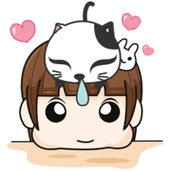 [LINEスタンプ] Girl with cute cat. +