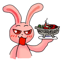 [LINEスタンプ] Pink Grumpy Rabbit-Food Lover