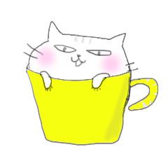 [LINEスタンプ] カップに入った猫の画像（メイン）