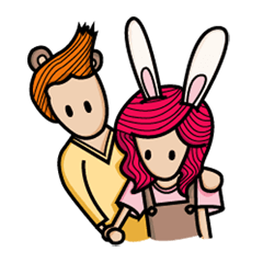 [LINEスタンプ] Bear boy and Bunny girl