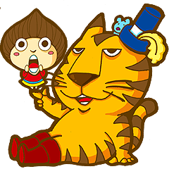 [LINEスタンプ] Chestnut Girl and Chubby Tigerの画像（メイン）