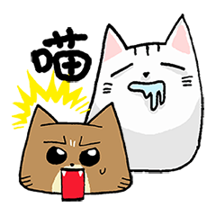 [LINEスタンプ] Dried Bonito Cat and White Cat