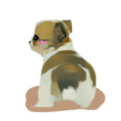 [LINEスタンプ] 応答版・イラストっぽい子犬1の画像（メイン）