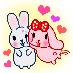 [LINEスタンプ] Pink ＆ gray rabbit (couple version)