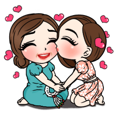 [LINEスタンプ] Yuri with mom and cat
