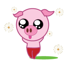 [LINEスタンプ] Pink Pig Wearing a Red Pants animate