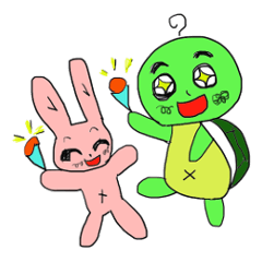 [LINEスタンプ] うさぴとかめ太