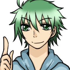 [LINEスタンプ] Green hair boy in life