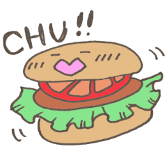 表情豊かなハンバーガー 食べ物シリーズ