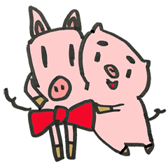 [LINEスタンプ] ミニブタのとんたんとアルベルト