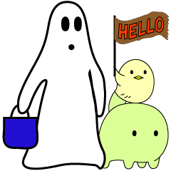 [LINEスタンプ] シロオバケとミドリとキイロ