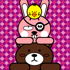 [LINEスタンプ] bear chicken rabbit(coffee.yellow.pink)1の画像（メイン）