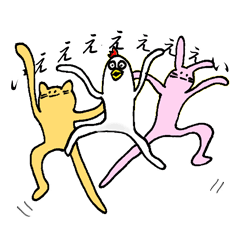 [LINEスタンプ] ねことうさぎととり