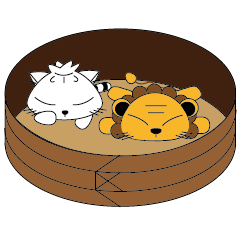 [LINEスタンプ] Bun cat ＆ Dumplings lion