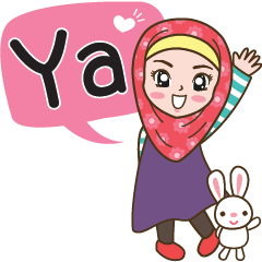 [LINEスタンプ] Hijab Girl with Rabbit Doll : Indonesian