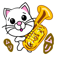 [LINEスタンプ] しろ猫の吹奏楽・ブラスバンド