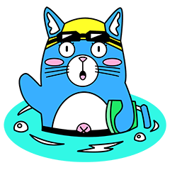 [LINEスタンプ] プールに泳ぎに行くニャン！