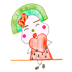 [LINEスタンプ] hand-drawing watermelon girl 