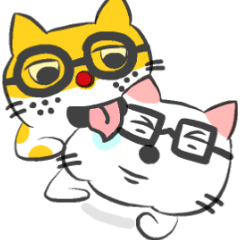 [LINEスタンプ] The black glasses family(Cat-I love you)
