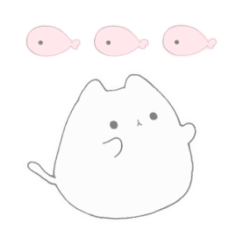 [LINEスタンプ] おもちねことカラフルさかな