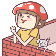 [LINEスタンプ] Mushroom girl with her dog