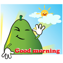 [LINEスタンプ] Set of Green Pear Faces Animated