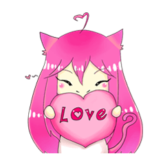 [LINEスタンプ] 小さな猫の女の子とカエルゲーム