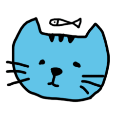 [LINEスタンプ] blue cat and his fish