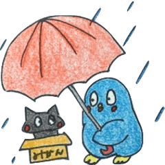 [LINEスタンプ] 青いトリと黒いネコ