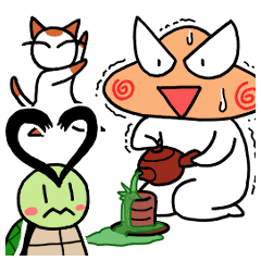 [LINEスタンプ] ふくよかさんとネコとカメ