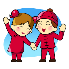 [LINEスタンプ] Pengyou Buddy - The Chinese boy and girl