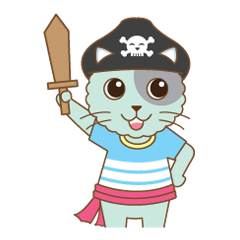 [LINEスタンプ] pirate cat funny