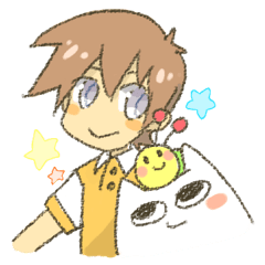 [LINEスタンプ] 少年とネコとイモムシ