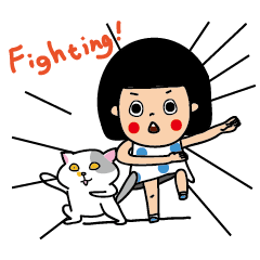 [LINEスタンプ] Qgirl and JFcat