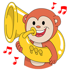 [LINEスタンプ] Monkey ; Playing Musical Instrumentsの画像（メイン）