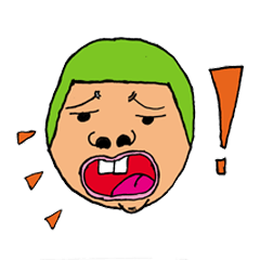 [LINEスタンプ] Men green hair overbite