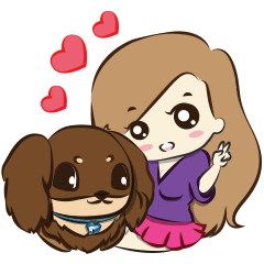 [LINEスタンプ] Girl and Dachshund