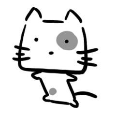 [LINEスタンプ] 正方形の顔猫のステッカーの画像（メイン）