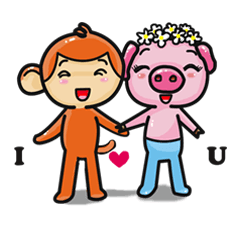 [LINEスタンプ] Monkey and Pig Nori AiKa 2