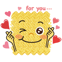 [LINEスタンプ] Q Instant Noodles-Interested in me？