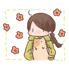 [LINEスタンプ] みつあみパーカーちゃんとねこさん