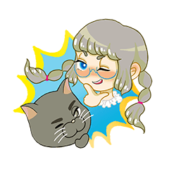 [LINEスタンプ] 丸メガネちゃんとネコ